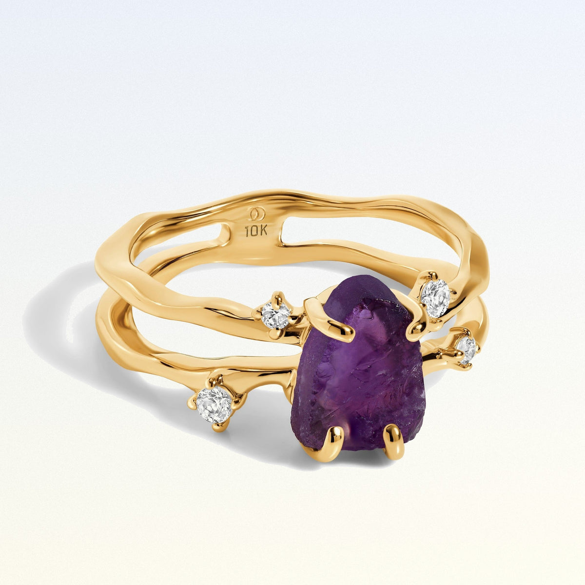 10kt yellow gold amethyst ring front profile