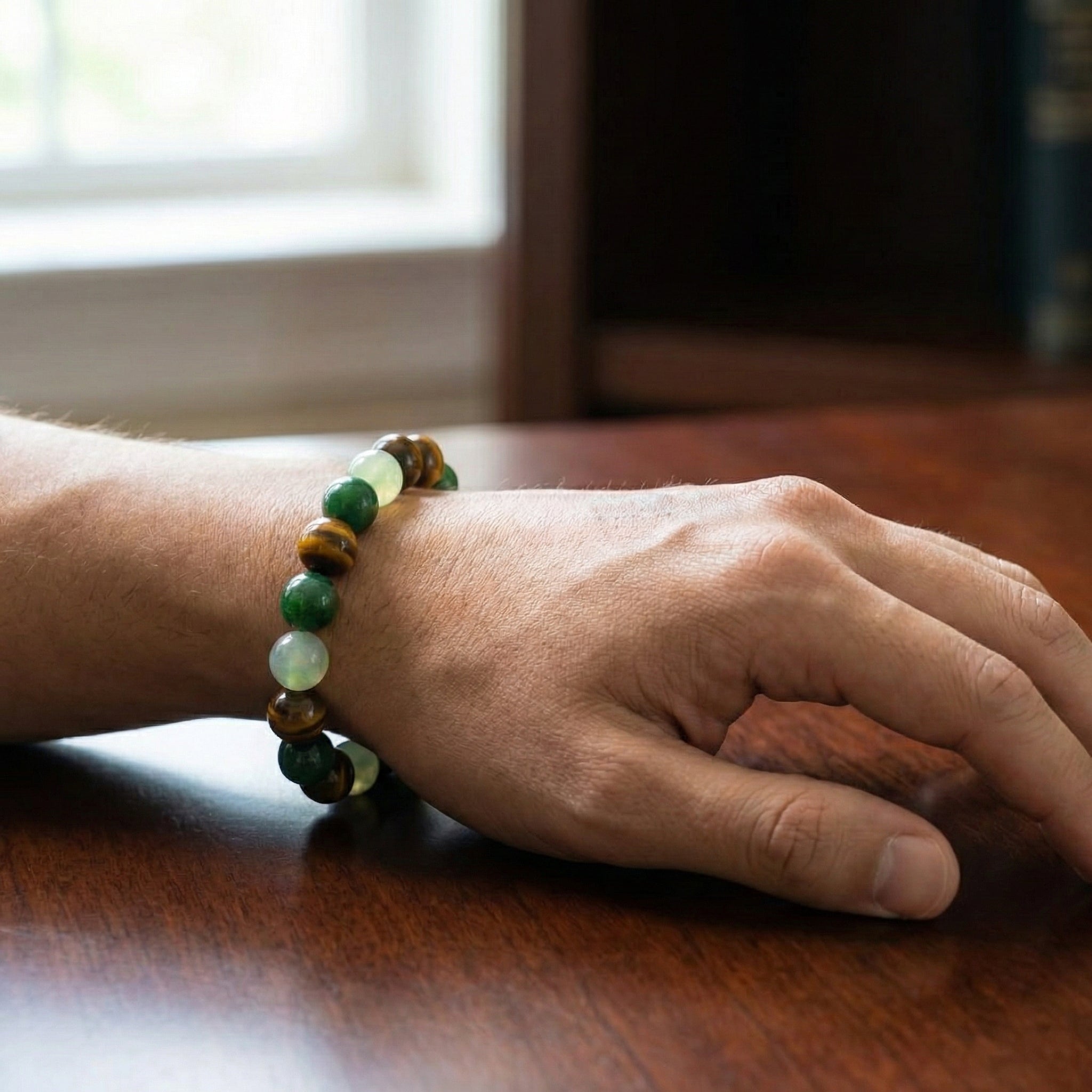 The Abundance Magnet: Golden Tiger's Eye & Green Jade Wealth Bracelet