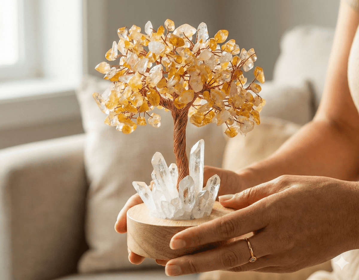 Golden Prosperity: Citrine & Clear Quartz 'Tree of Life' for Wealth Manifestation