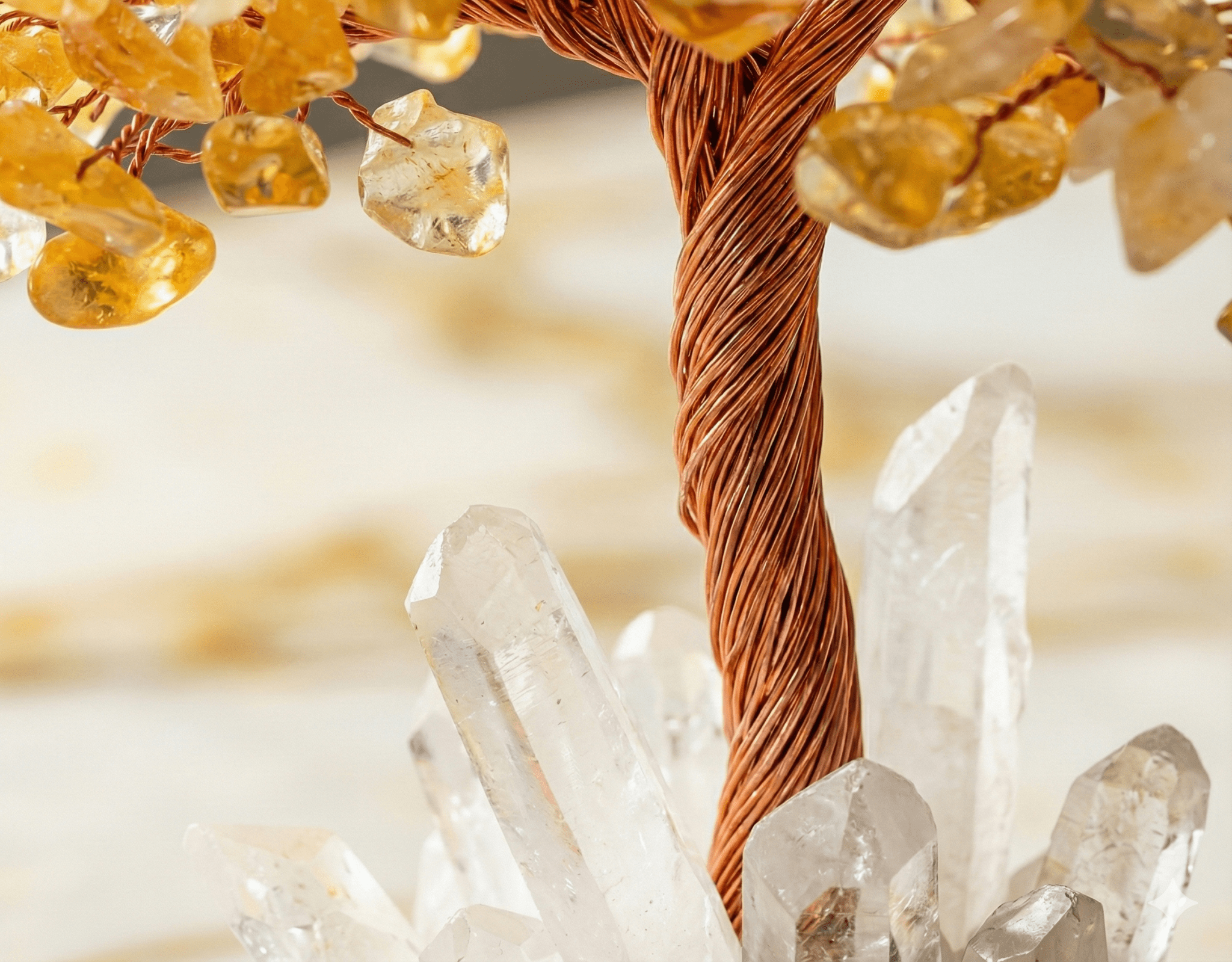 Golden Prosperity: Citrine & Clear Quartz 'Tree of Life' for Wealth Manifestation - ModernEnergyLab.com