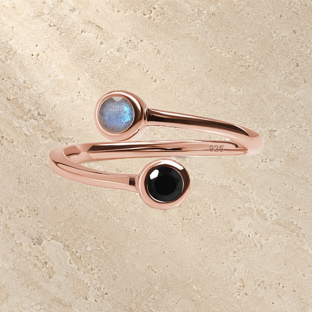 Adjustable Black Obsidian Labradorite Ring - Evolve — Modern Energy Lab product view