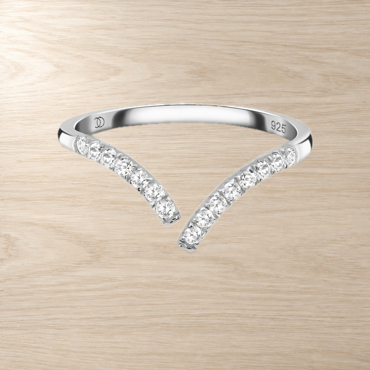 White Zircon Adjustable Ring front product view