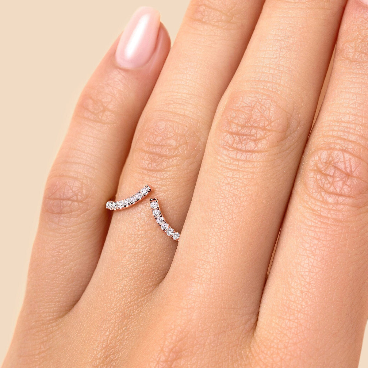 White Zircon Adjustable Ring side setting detail