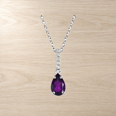 Amethyst White Zircon Necklace — February Light