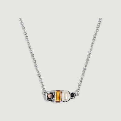 Prosperity Gleam Citrine Pearl Smoky Quartz Necklace