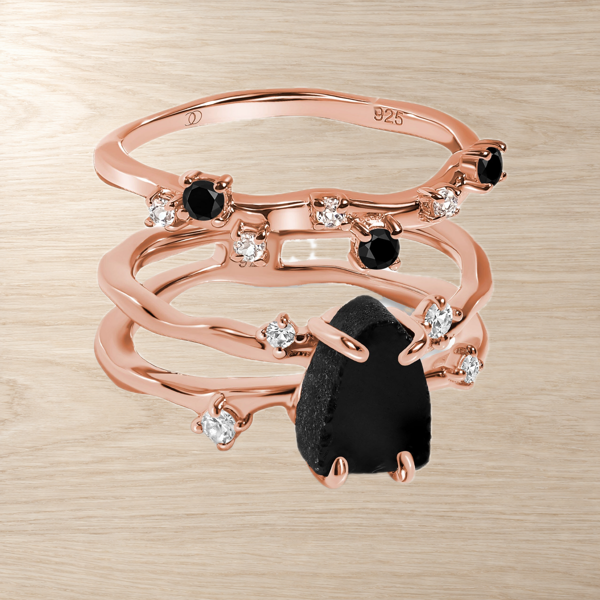 night-current-obsidian-onyx-ring-set — Modern Energy Lab product view