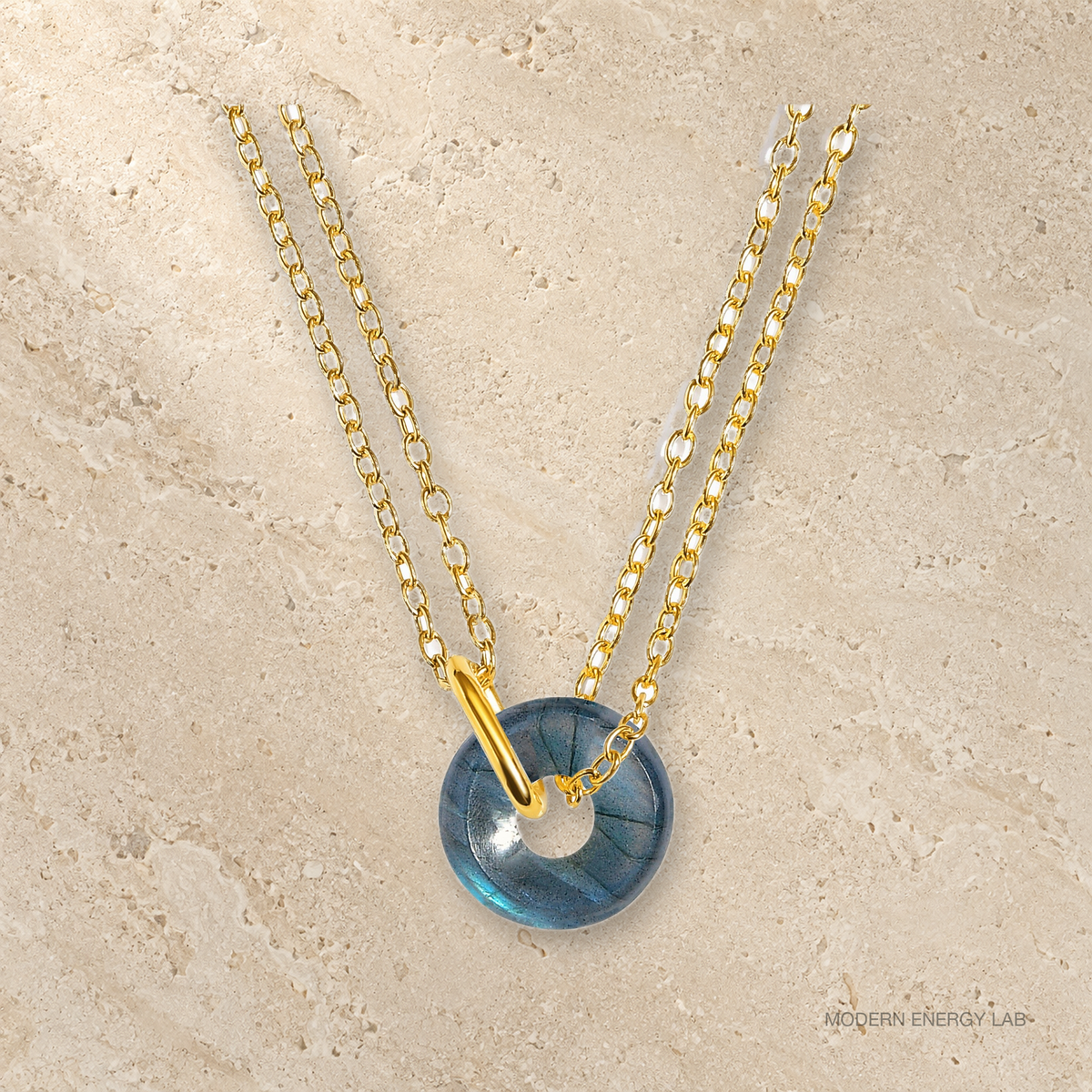 Orbit Labradorite Necklace in yellow_gold view