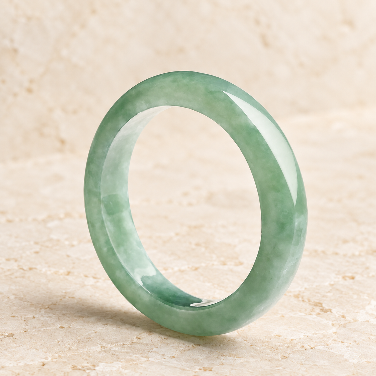 Pale jade band ring; AI-edited draft reference.