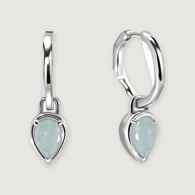 Courage Sea Loop Aquamarine Hoop Earrings