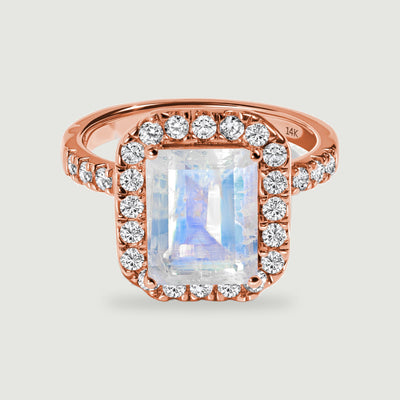 Soft Bloom Moonstone Diamond Ring