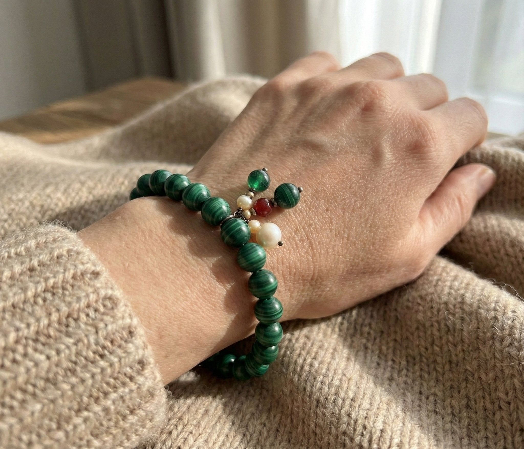 The Verdant Guardian: Malachite Transformation Bracelet with Artisan Charms - ModernEnergyLab.com