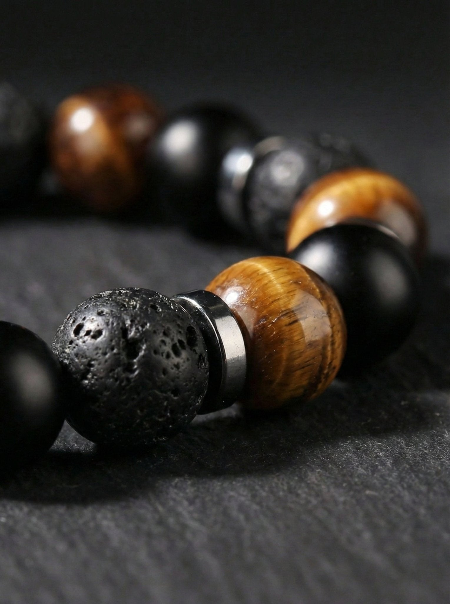 The Wealth Magnet: Tiger Eye & Volcanic Lava Stone Bracelet - ModernEnergyLab.com