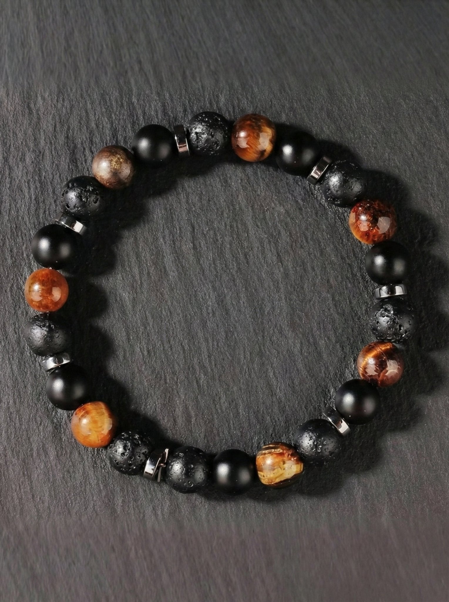 The Wealth Magnet: Tiger Eye & Volcanic Lava Stone Bracelet - ModernEnergyLab.com