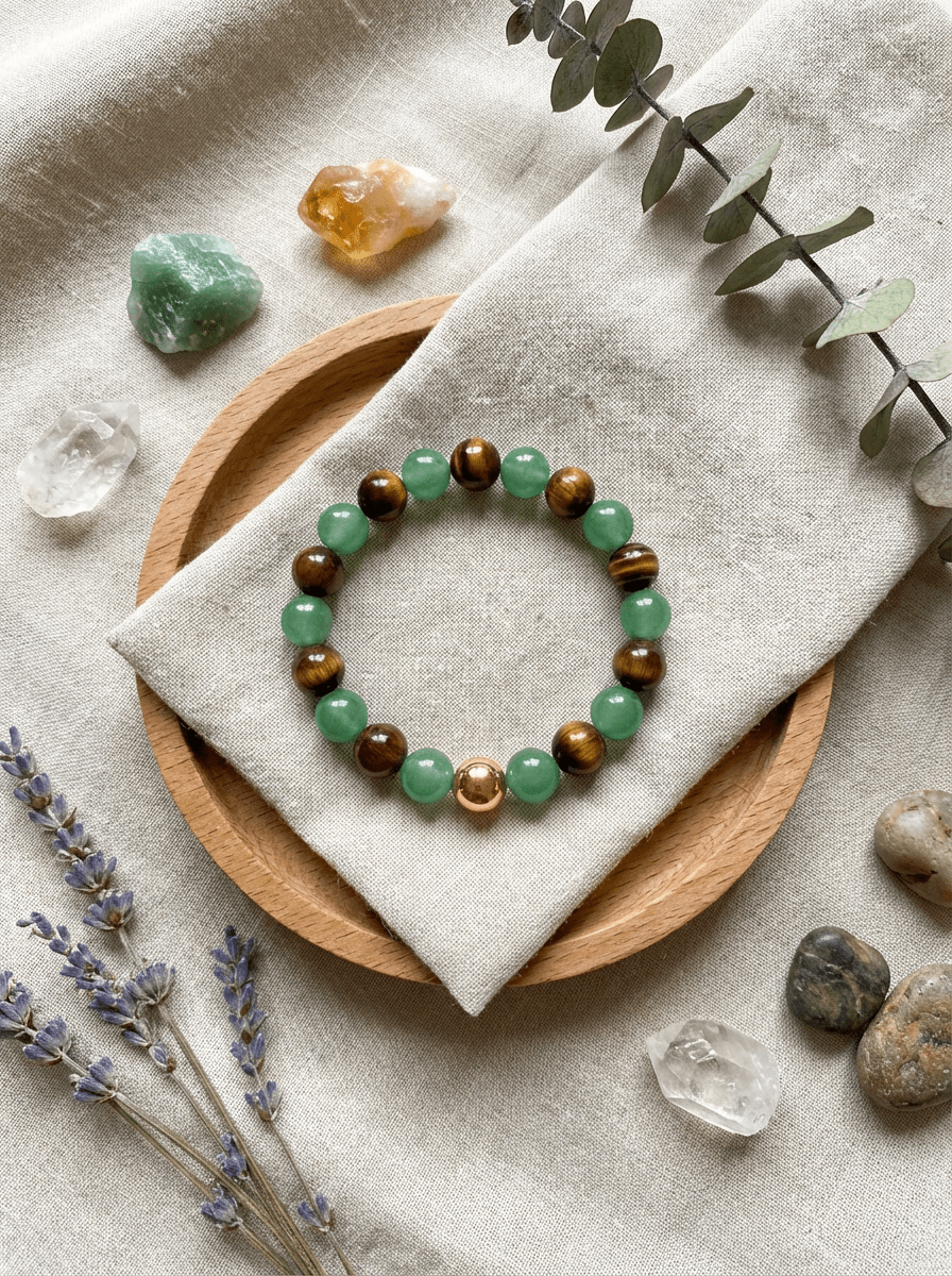 The Wealth Manifestation Anchor | Genuine Tiger's Eye & Green Aventurine | Daily Mindfulness Bracelet - ModernEnergyLab.com