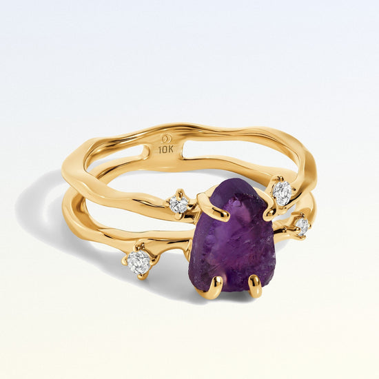 10kt yellow gold amethyst ring front profile