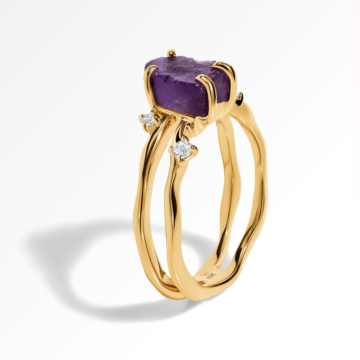 10kt yellow gold amethyst elevated profile