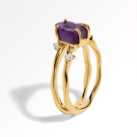 10kt yellow gold amethyst elevated profile