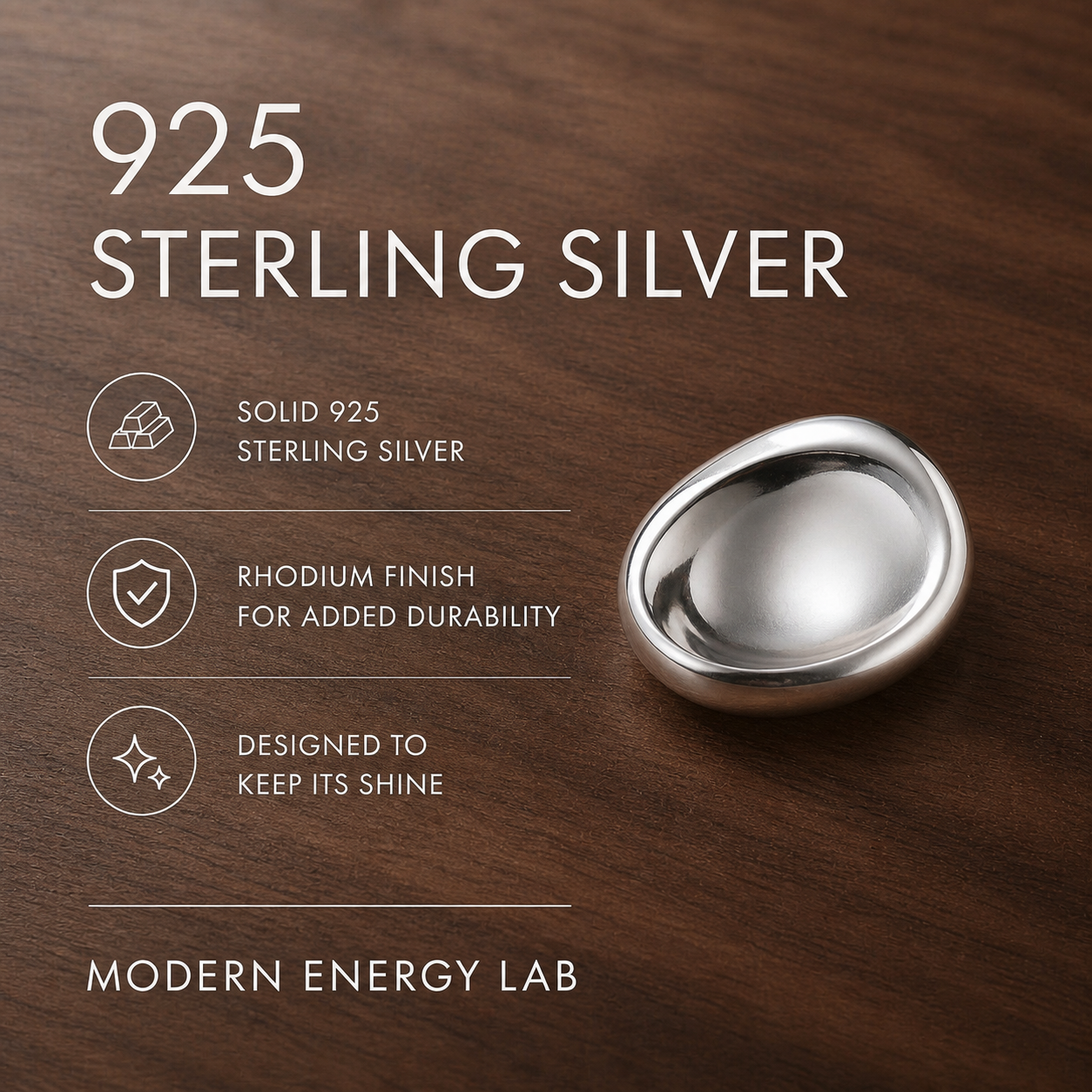 925 sterling silver material and care card