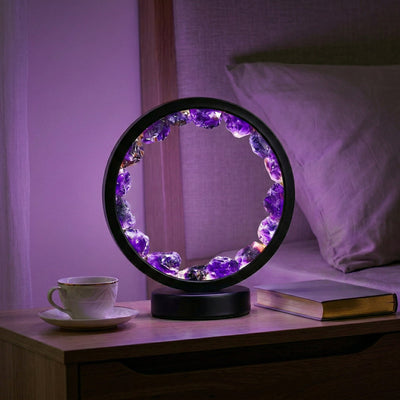 Amethyst Crystal Aura Ring Lamp - Natural Healing Energy Decor for Bedroom & Meditation - ModernEnergyLab.com