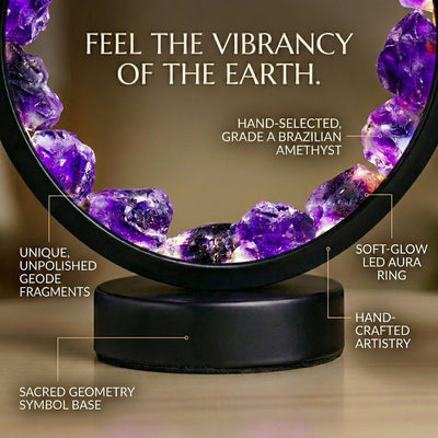 Amethyst Crystal Aura Ring Lamp - Natural Healing Energy Decor for Bedroom & Meditation - ModernEnergyLab.com