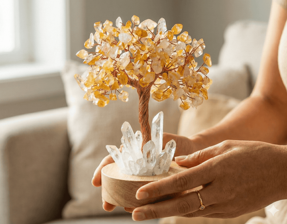 Golden Prosperity: Citrine & Clear Quartz 'Tree of Life' for Wealth Manifestation