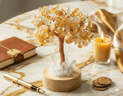 Golden Prosperity: Citrine & Clear Quartz 'Tree of Life' for Wealth Manifestation - ModernEnergyLab.com