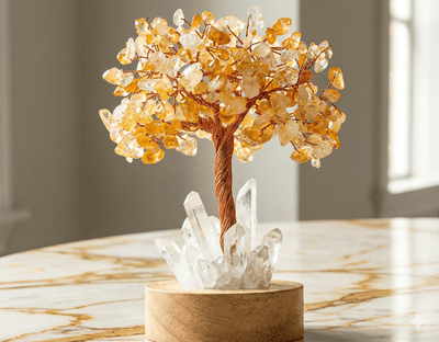 Golden Prosperity: Citrine & Clear Quartz 'Tree of Life' for Wealth Manifestation - ModernEnergyLab.com
