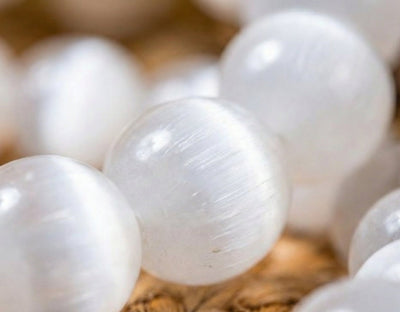 Lunar Clarity: Selenite Cat's Eye Bracelet for Peace & Higher Connection - ModernEnergyLab.com