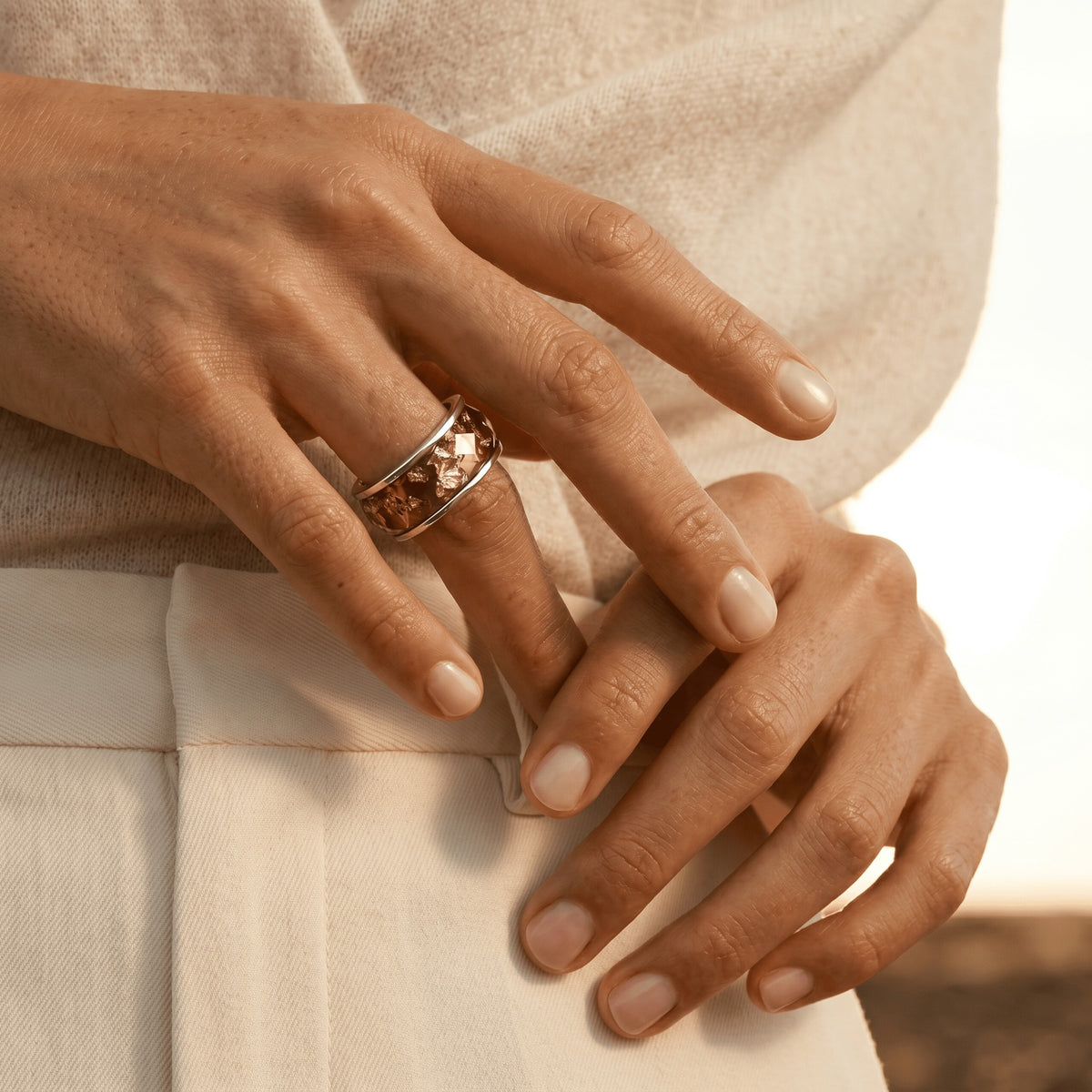 2-in-1 Resin Ring - Golden Amber — Modern Energy Lab product view