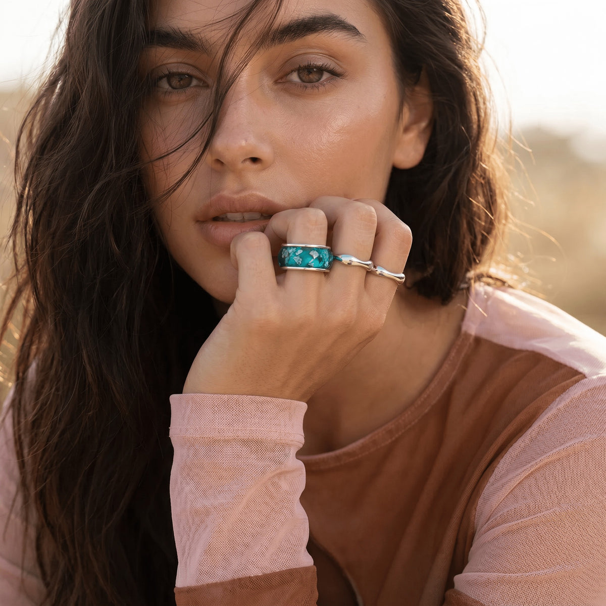 2-in-1 Resin Ring - Ocean Blue — Modern Energy Lab product view