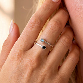 Adjustable Black Obsidian Labradorite Ring - Evolve — Modern Energy Lab product view