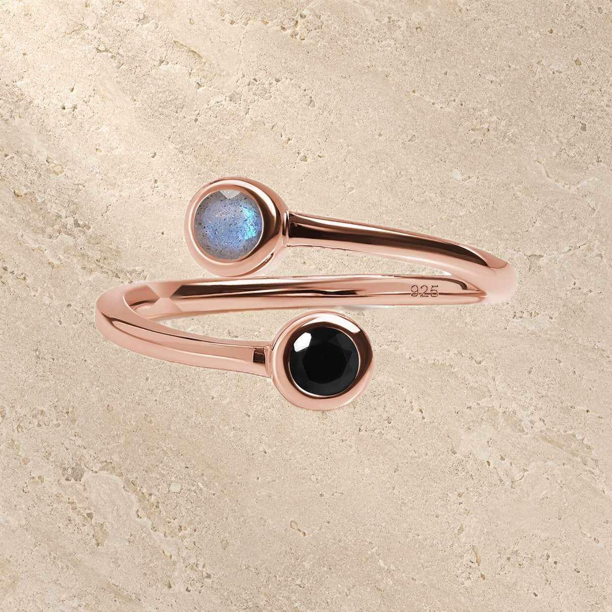 Adjustable Black Obsidian Labradorite Ring - Evolve — Modern Energy Lab product view