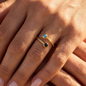 Adjustable Black Obsidian Labradorite Ring - Evolve — Modern Energy Lab product view