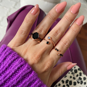 Adjustable Black Obsidian Labradorite Ring - Evolve — Modern Energy Lab product view
