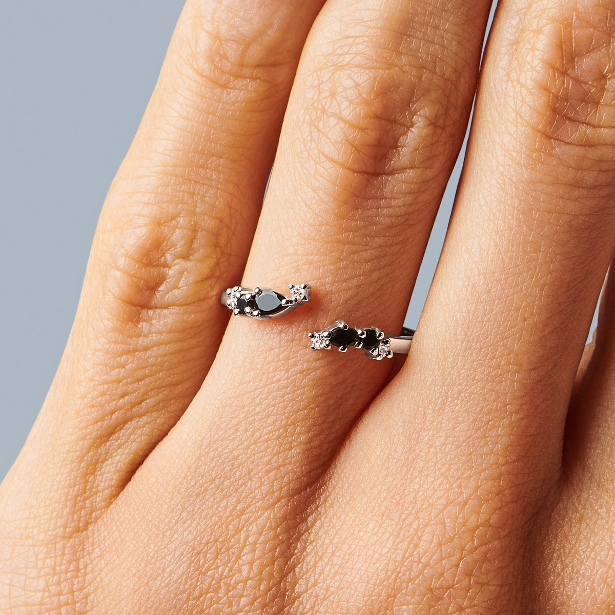 Black Onyx Adjustable Ring angled product view