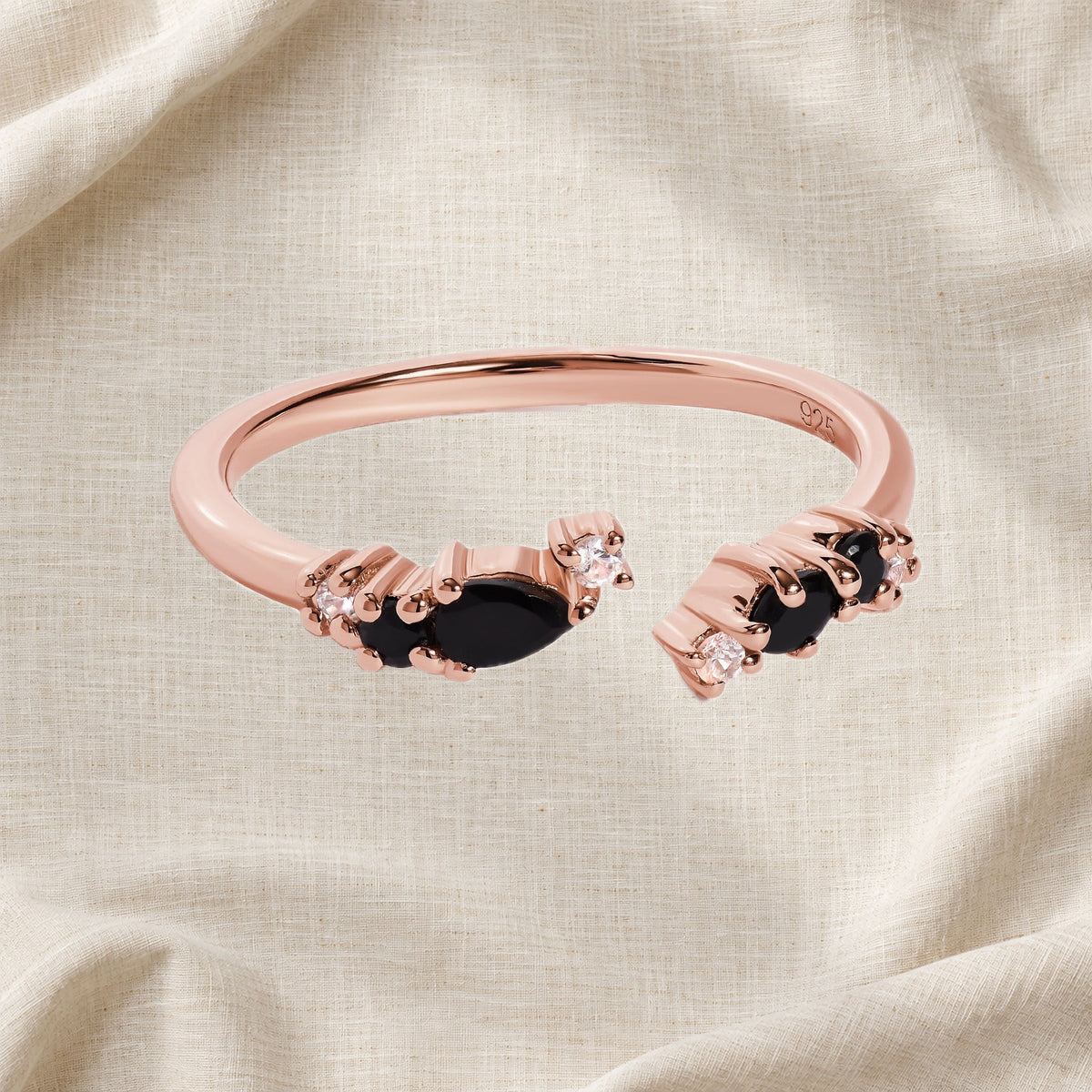 Black Onyx Adjustable Ring side setting detail