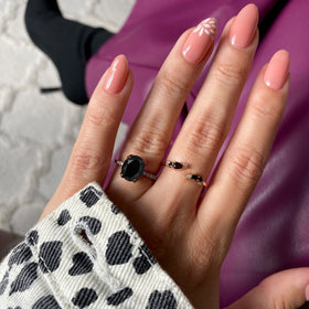 Black Onyx Adjustable Ring worn product view