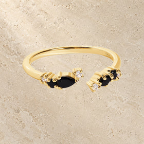 Black Onyx Adjustable Ring full piece view