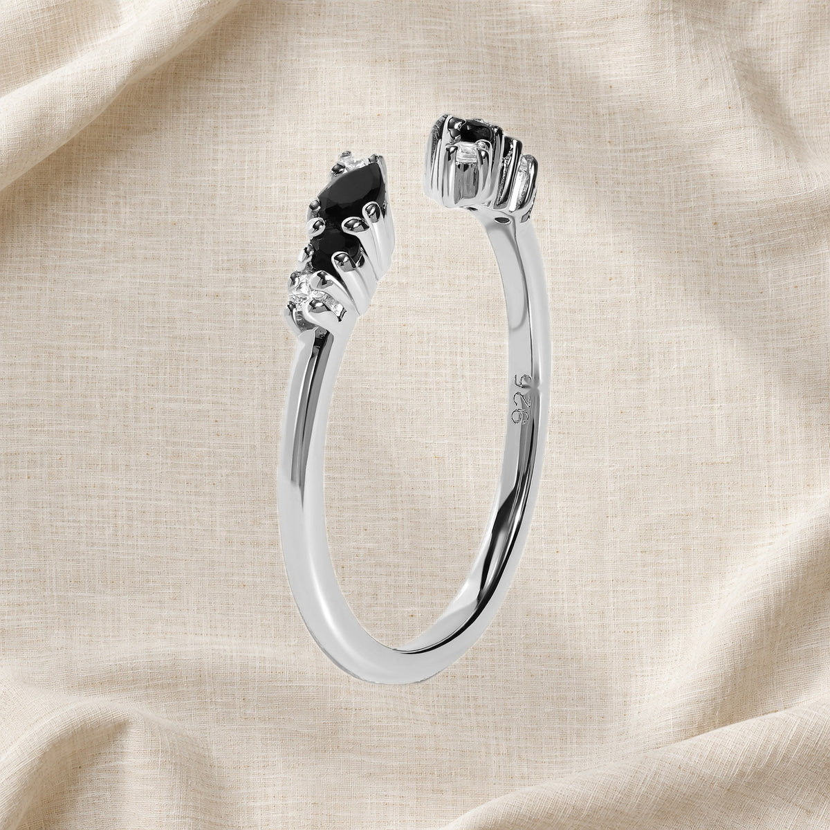 Black Onyx Adjustable Ring back profile view
