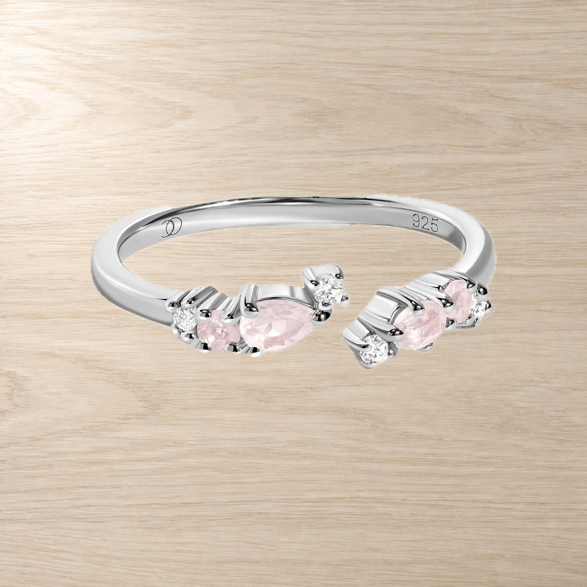Rose Quartz Adjustable Ring front product view