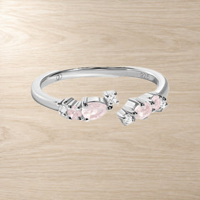 Rose Quartz Adjustable Ring front product view