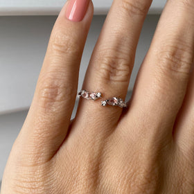 Rose Quartz Adjustable Ring angled product view