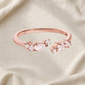 Rose Quartz Adjustable Ring side setting detail
