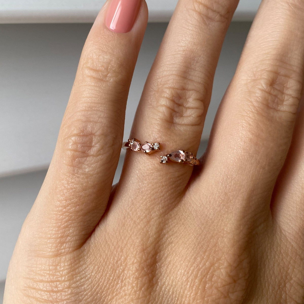 Rose Quartz Adjustable Ring alternate product angle