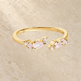 Rose Quartz Adjustable Ring full piece view