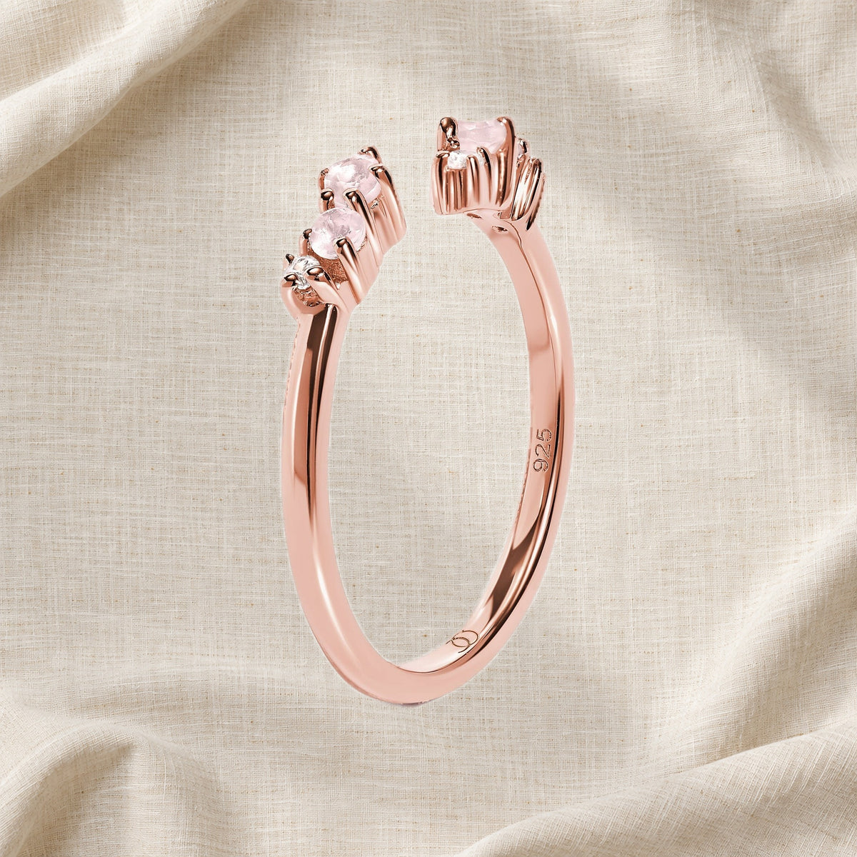 Rose Quartz Adjustable Ring back profile view