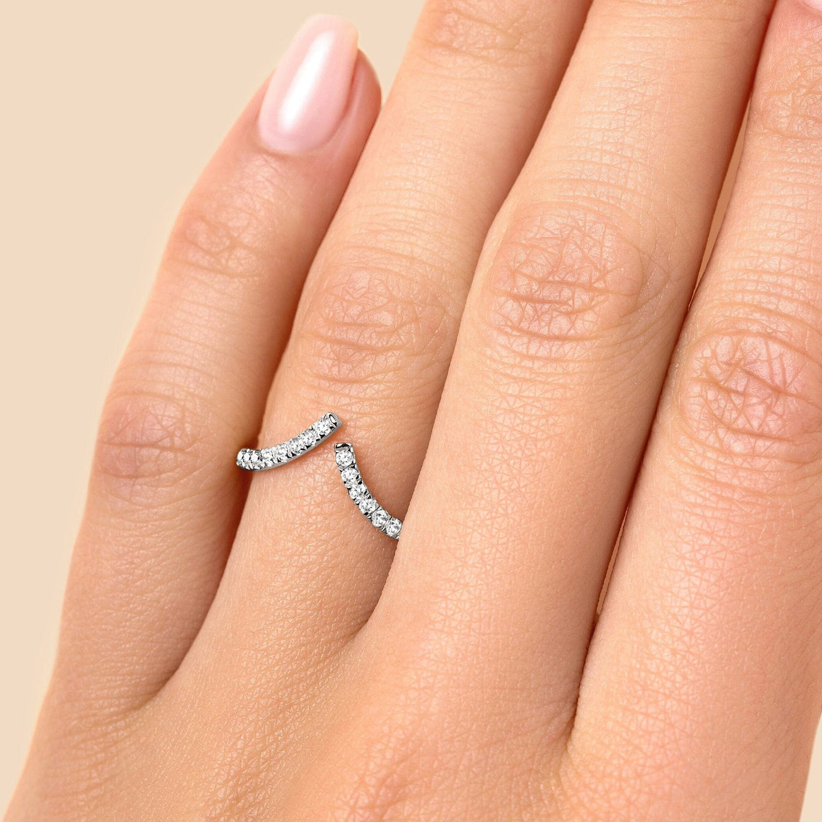 White Zircon Adjustable Ring angled product view
