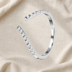 White Zircon Adjustable Ring clasp or band detail