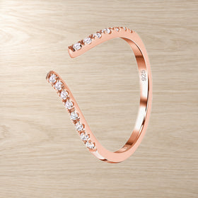 White Zircon Adjustable Ring surface detail in natural light