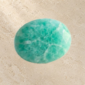 Blue-green beads viewed from the side